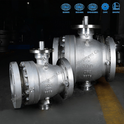 Trunnion เหล็กหล่อโลหะนั่งบอลวาล์วออกแบบช่องระบายแรงดันด้วยตนเอง
